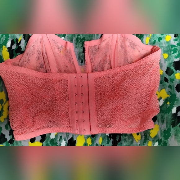 Victoria Secret Dream Angles, Pink Coral Lace Bustier Bra Corset Top, Size L - Picture 2 of 5